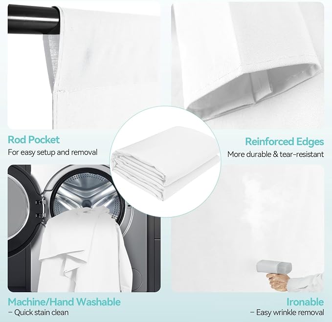 EMART 7x10 FT Photo Backdrop Stand Kit with 6x9FT White Backdrop, Studio | Background Stand Backdrop-White, 6Clamps&Clip, 2Sandbags for Photography Studio, Video Recording, Live Stream, Zoom, Portrait - Image 4