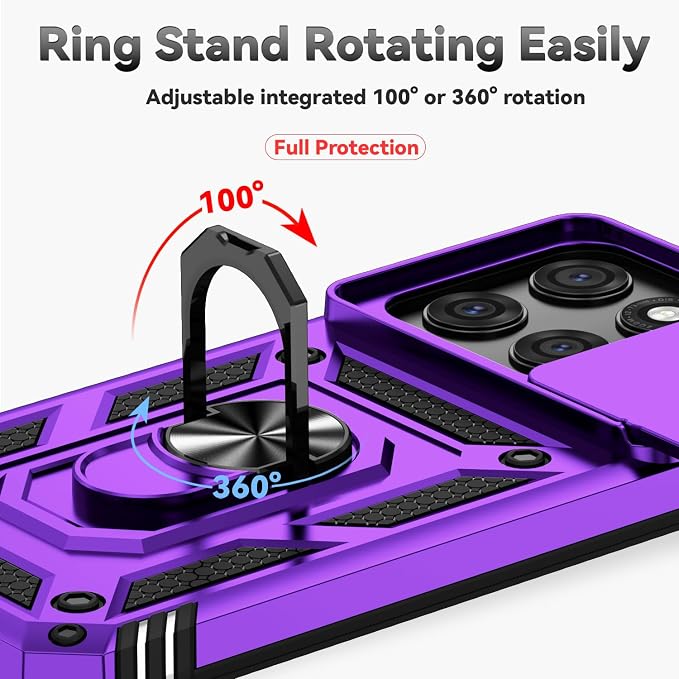 SunStory Compatible with Motorola Moto Edge 2026 Case with HD Screen Protector & Slide Camera Cover & Rotated Ring Kickstand, [Military-Grade] Phone Case for Moto Edge 2026,Purple - Image 4