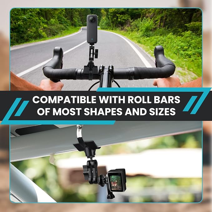 BarGrip Universal Roll Bar Camera Mount Clamp for Action Cams – Fits 1”–2” Round, Square & Profile Bars | 360° Adjustable Dual Ball Arm | Compatible with GoPro, Insta360, DJI | for UTVs, ATVs, Boats - Image 5