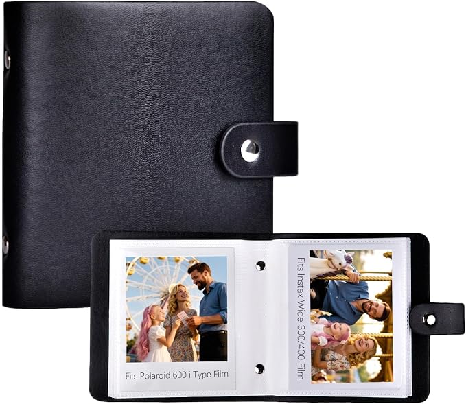 Ruibytree Small Photo Album for Polaroid 600, i-Type & SX-70 Film, Black | Compact Design, PU Leather Cover, Snap Closure, Acid-Free Pages, 52 Side-Loading Pockets Fits 3.5x4.25 Inch Instant Photos by 2x3PhotoAlbum4x6PhotoAlbum35x425PhotoAlbumGoPhotoAlbum85x11VinylStickerPaper