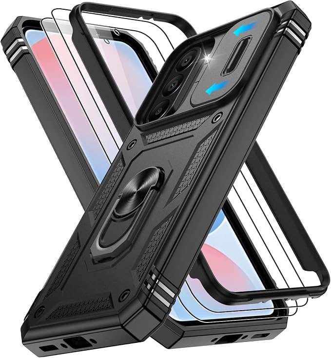 Gritup for Samsung A56 Case: A56 Samsung Phone Case with 2*Screen Protector, Magnetic Stand & Slide Camera Cover, Shock Proof Military-Grade Funda para A 56 Case Cover, Black by Gritup