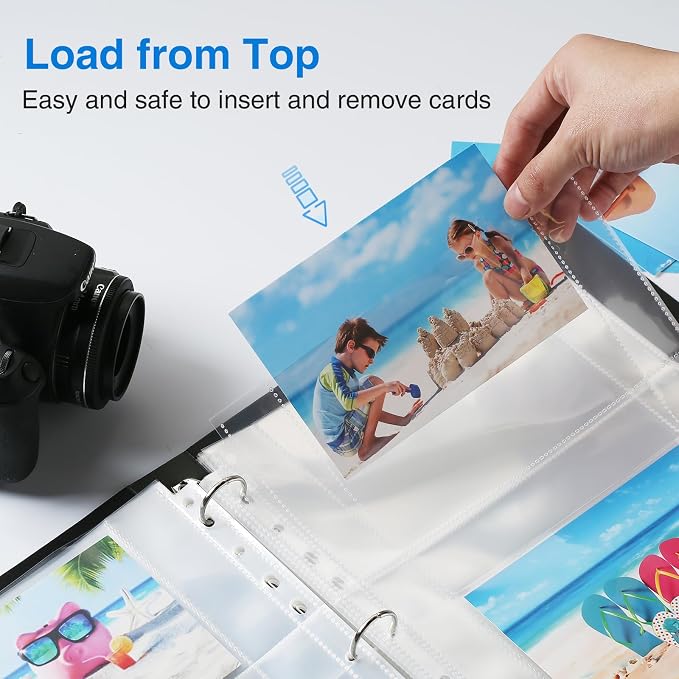 Sooez 30 Pack 4x6 Photo Sleeves for 3 Ring Binder, Hold 120 Pictures | Heavy Duty Plastic Binder Sleeves, Photo Album Refill Pages, Acid Free Archival Page Protector, Binder Inserts for Postcard - Image 6