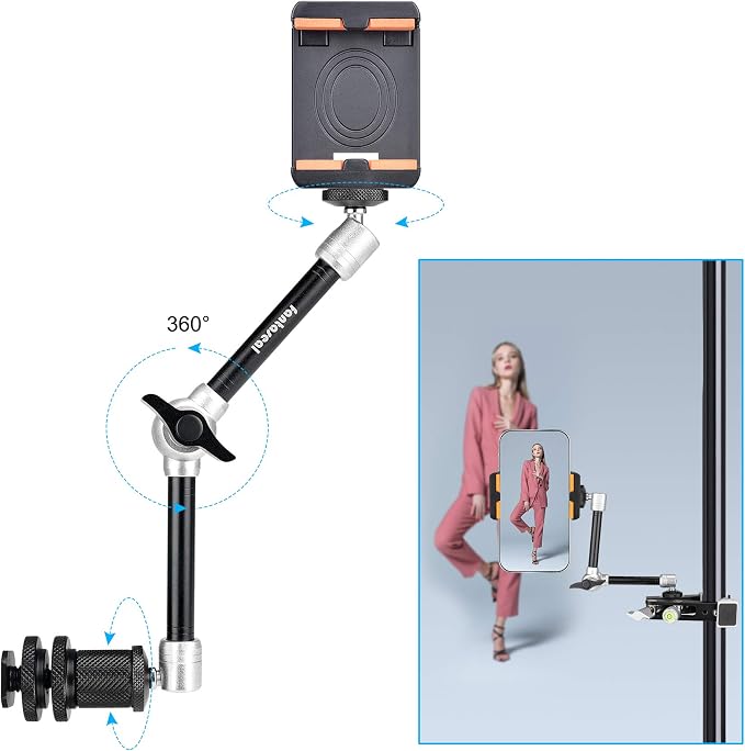 Heavy Duty DSLR Mirrorless Camera Camcorder Super Clamp Mount w/Magic Arm +Quick Release Plate Desk Table Handrail Bar Holder Video Rig Kit for Studio Youtuber Travel Outdoor Time Lapse Vlogging - Image 6