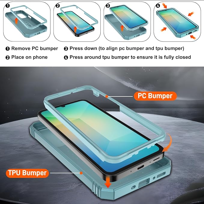 Gritup for Galaxy A26 Phone Case: Samsung-A26-Phone Case with Screen Protector*2 | Magnetic Stand & Slide Camera Cover, Shock Proof Military-Grade para Galaxy A 26 Cover, Green - Image 3