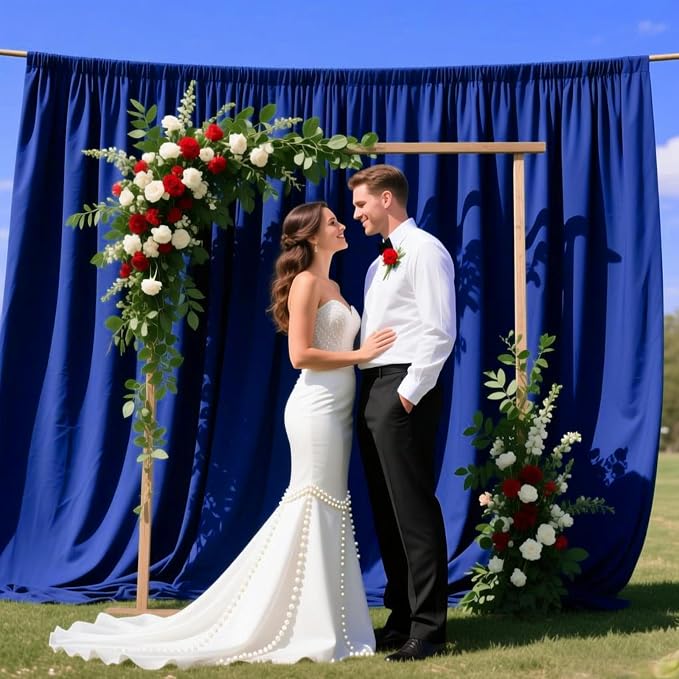 10ft x 10ft Deep Blue Backdrop Curtains for Parties, Polyester Fabric Backdrop Drapes with Rod Pockets for Weddings, Birthday, Photography, Mother's Day, Graduation Party Background Curtain, 2 Panels - Image 4