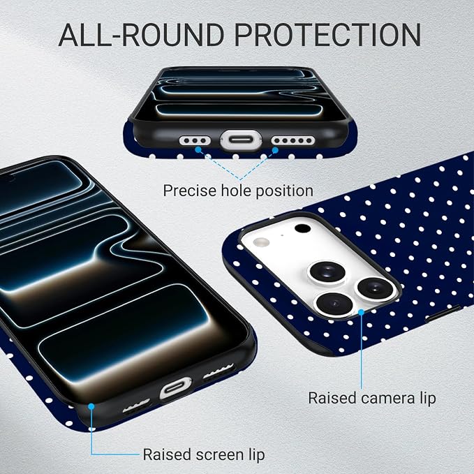 TPU Phone Case for iPhone 17 Pro, MagSafe Wireless Charging Compatible, Shockproof Slim Fit Protective Cover with Anti-Yellowing & Raised Camera Protection (Polka dot 7, iPhone 17 Pro(6.3")) - Image 3