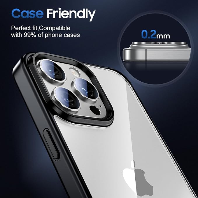 UniqueMe for 3 Pack iPhone 15 Pro/15 ProMax Camera Lens Protector-All-Silve | Drop Protection, Case Friendly, Camera Cover Screen, Update New Version - Image 6