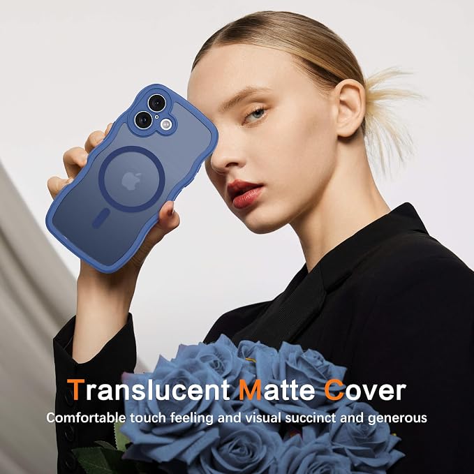 BENTOBEN Magnetic for iPhone 17 Case, Cute Wavy Full Camera Protection [Compatible with MagSafe] Translucent Matte Anti-Slip Bumper Women Girls Boys Protective Cover for 17 6.3", Sierra Blue - Image 6