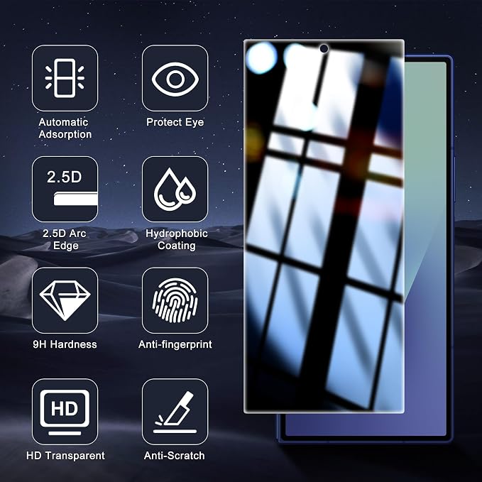 2+2 Pack for Galaxy Z Fold 7 / Z Fold 8 Ultra Privacy Screen Protector | with Camera Lens Protector, Anti Spy Tempered Glass, 9H Hardness, Anti-Scratch, HD Clear, Case Friendly - Image 8