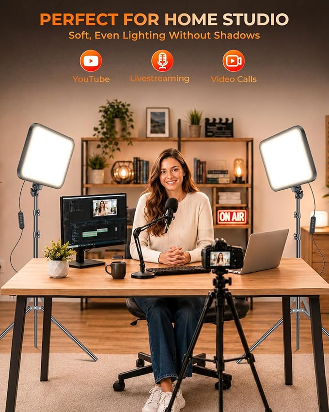 Torjim 12 Inch Video Light Kit for Creators | 30W High Brightness | Studio Lights with Tripod Stand & Phone Holder | 3000-6500K Adjustable Photography Lighting for YouTube Streaming Home Studio - Image 3