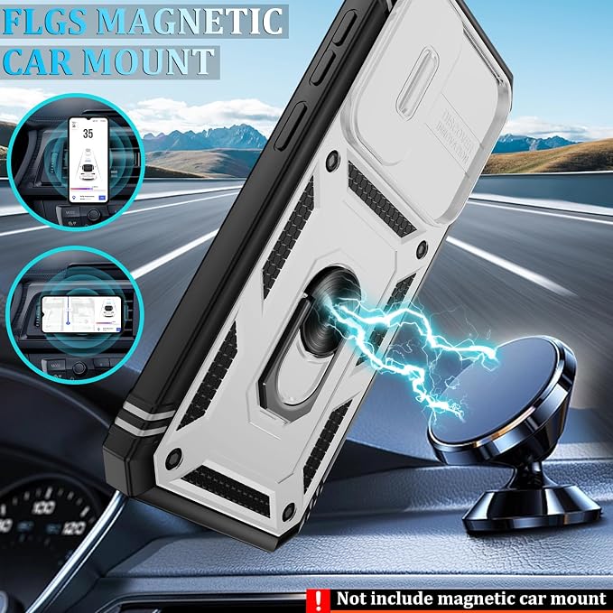 Gritup for Galaxy A37 5G Phone Case: Samsung A37 5G Case with 2*Screen Protector, Magnetic Stand & Slide Camera Cover, Shock Proof Military-Grade para Galaxy A 37 Phone Cover, White+Black - Image 6