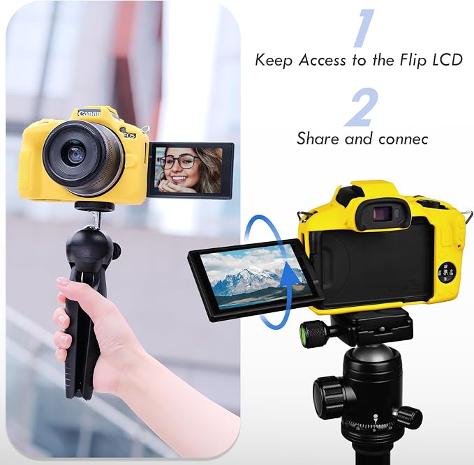 Rieibi EOSR50 EOS R50 Case, Soft Silicone Protective Case for Canon EOS R50 EOSR50 Vlogging Camera, Lightweight EOS R50 Camera Case Grip Cover Body Skin - Yellow - Image 5