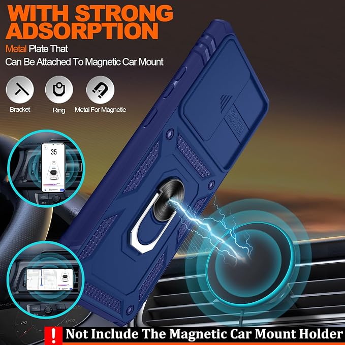 for Samsung Galaxy Note 20 Ultra Case with Screen Protector*2, Note 20 Ultra Phone Case Build in 360° Rotating Ring Kickstand, Military Grade Protective Case for Samsung Note 20 Ultra Phone, Blue - Image 6