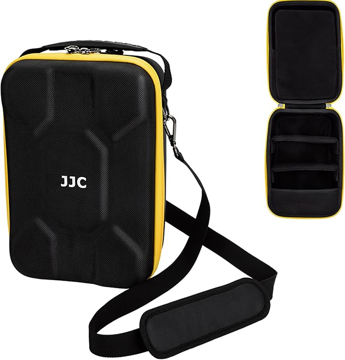 Hard Shell EVA Camera Case With 2 Removable Dividers,Waterproof Camera & Lens Storage Carrying Bag for Canon Nikon Sony Fuji DSLR Mirrorless Cameras,Travel Camera Accessories Drone Pouch - Yellow by Kiorafoto