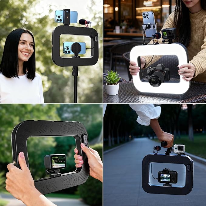 Magnetic Cell Phone Light for Video Recording, Handheld Phone Stabilizer with Light, 8000mAh LED Selfie Phone Ring Light with Phone Holder, Smartphone Video Rig for Camera, Vlog, TikTok - Image 6