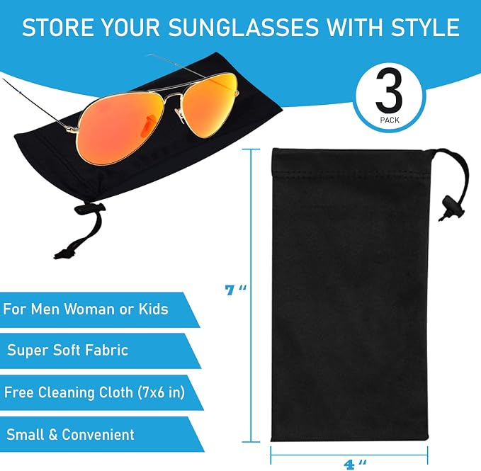 Premium Quality Microfiber Sunglasses Pouch With Spring Fastener - Image 3