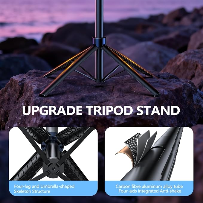 Smart Face Tracking Tripod Selfie Stick with LED Light, 360° Rotating 70" Phone Camera Stand with Bluetooth Remote, Perfect for Video Recording, Live Broadcast, and Social Media Content - Image 4