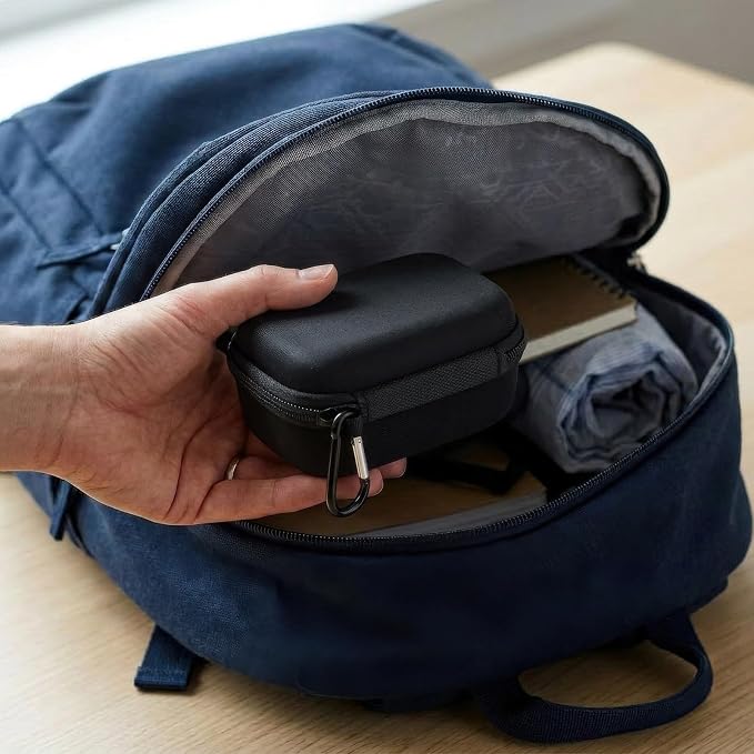 Comecase 12-Slot USB Flash Drive Case with Carabiner and SD Card Pocket | Hard Shell and Removable Foam Cushion Drives Against Drops for Work, School and Travel, Jet Black, Small, Case Only - Image 9