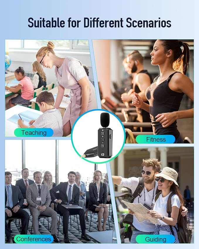 SHIDU Wireless Lavalier Microphone 2.4G with 3.5MM Plug for Voice Amplifier | UHF Mic Speaker System for Teaching, 480mAh Batteries USB-C Charging, for Speaking Tour Guides Fitness Instructor - Image 8