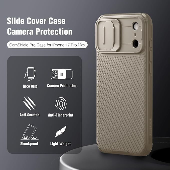 Nillkin Camshield Case for iPhone 17 Pro Max Case, [Built-in Dual Camera Cover][Slim Profile] [Military Grade Drop Protection] Shockproof Bumper Phone Case 6.9 inch 2025 Gold - Image 7