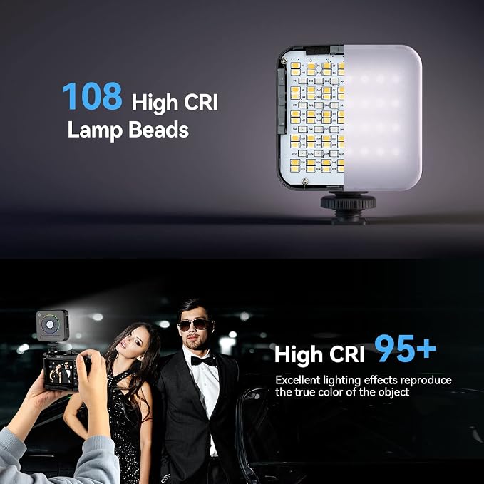 SmallRig P108 RGB Video Light,Portable LED Camera Lights 360° Full Color Photography Lighting w 3 Cold Shoe, 2500mAh Rechargeable On-Camera Video Light Panel 2700K - 6500K for YouTube, Vlogging | 360 Full Color, 2700K - 6500K, with 3 Cold Shoes, 2500mA... - Image 2