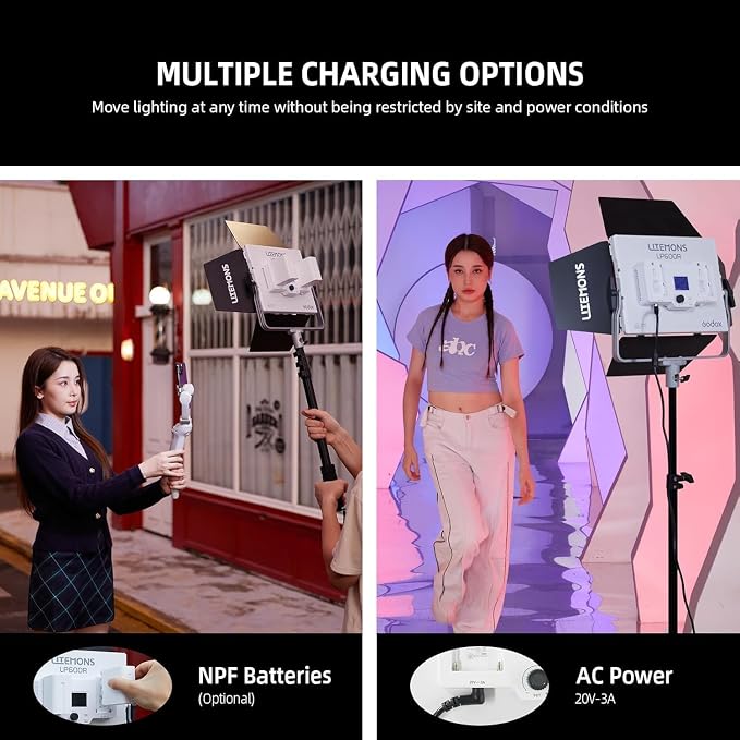 Godox LP600R RGB LED Video Light with Barndoor, 60W 1800K-10000K 9270Lux LED Panel Light with 14 FX Effects APP Control CRI/TLCI 96+ Dimmable 0-100% Studio Soft Light for Photography - Image 8
