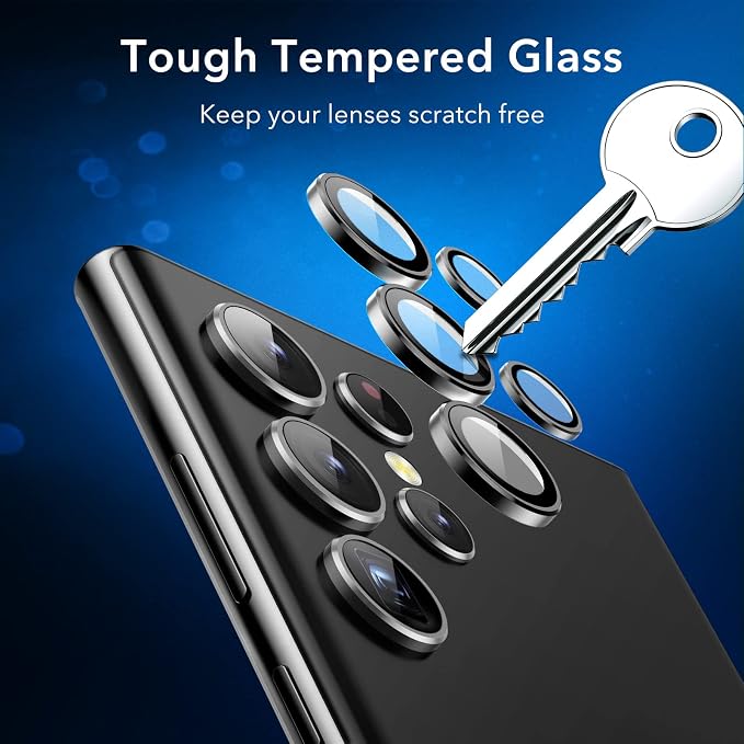 ESR for Samsung Galaxy S22 Ultra Camera Lens Protector, 5 Pack, Black | Individual Camera Cover, 9H Tempered Glass, Original Camera Clarity, Scratch-Resistant, Case Friendly - Image 6