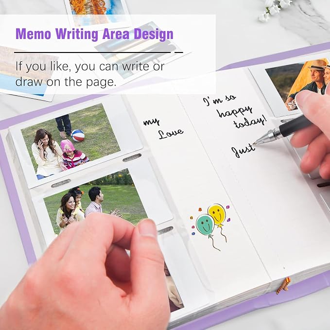 Veicevol 180 Pockets Photo Album for Fujifilm Instax Mini Camera, Purple | Photo Album with Writing Space for Polaroid, Leather Cover, Secure Storage, Capture Every Story, Collect Precious Moments - Image 3