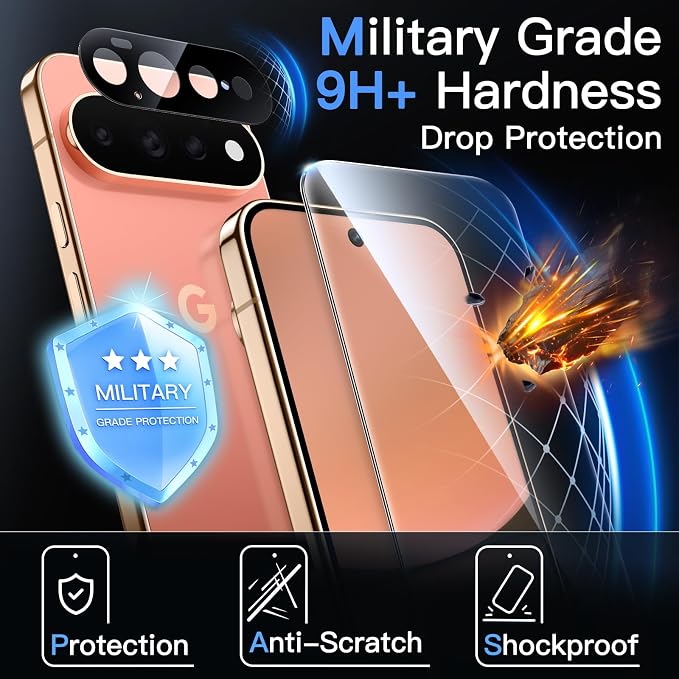 JETech Screen Protector with Lens Protector for Google Pixel 11 Pro XL | 2+2 Pack, 9H+ Shatterproof Tempered Glass, Easy Installation, Fingerprint Unlock Compatible, High Clarity, Anti-Fingerprint - Image 4