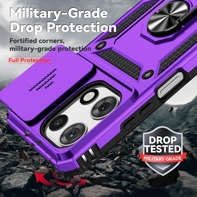 for Moto G 2026 /Moto G Play 2026 Case,with Screen Protector and Camera Cover,[Military Grade] 16ft.Drop Tested Cover with Magnetic Kickstand Protective Case for Motorola G 2026, Purple - Image 7