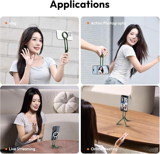 ULANZI MA30 Magnetic Phone Tripod Stand for iPhone - Aluminium Maglock Smartphone Mini Tripod Pocket Cell Phone Stand Strong Magnet Quick Mount Compatible with iPhone 17 16 15 14 13 12 Series, Green - Image 5