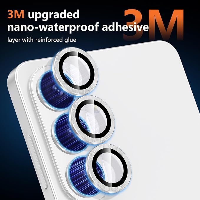for Samsung Galaxy S26 Plus Camera Lens Protector, Individual Metal Ring Tempered Glass Lens Cover, [Strong Adsorption] Scratch Resistant Ultra-Thin HD Clear Lens Cover, 1 Set-Silvery - Image 4