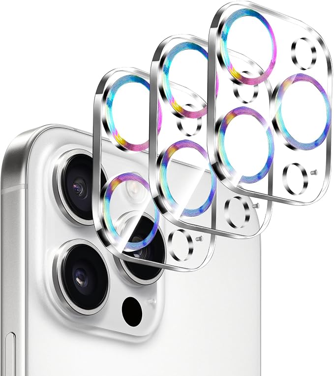 Dengduoduo 3 Pack Camera Lens Protector for iPhone 16 Pro 6.3 inch and 16 Pro Max 6.9 inch, Tempered Glass, Ultra HD, 9H Hardness, Anti-Scratch, Case Friendly [No Affect on Night Shots] by Dengduoduo