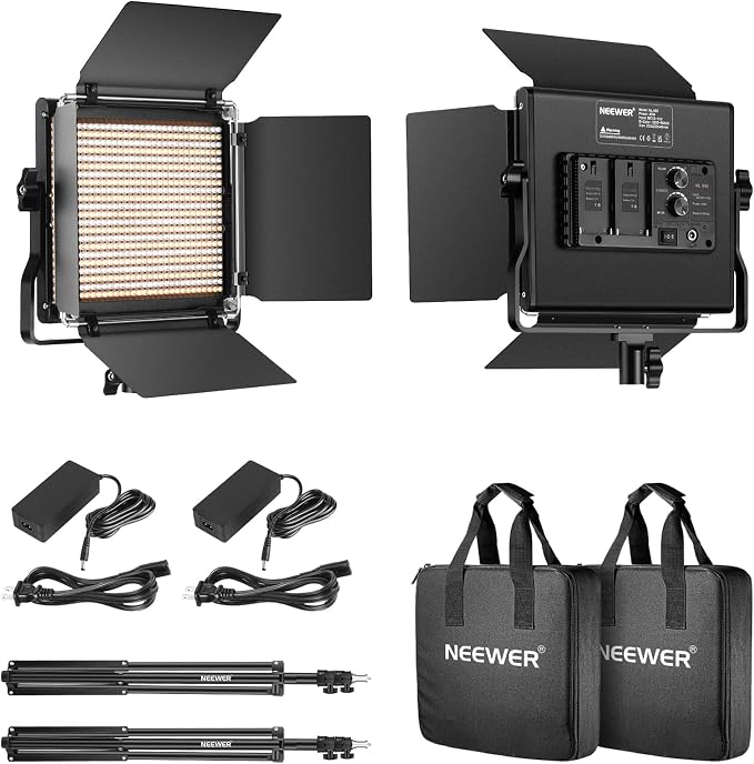NEEWER 2 Pack Bi Color 660 LED Video Light and Stand Kit: (2) 3200-5600K CRI 96+ Dimmable Light with U Bracket and Barndoor, (2) 75 inches Light Stand for Studio Photography, Video Recording (Black) - Image 10