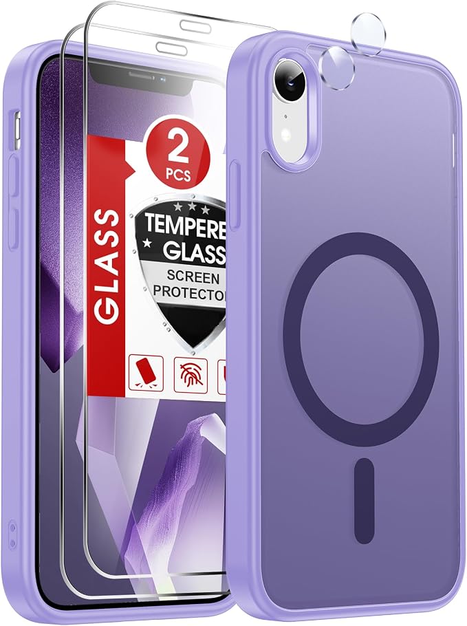 LeYi for iPhone-XR Phone Case Purple with Screen Protector X2 + Camera Cover X2:[ MagSafe Compatible] Magnetic Cases for i Phone 10 iphoneXR Military Grade Protective Funda para 10XR, Lavender Purple by LeYi