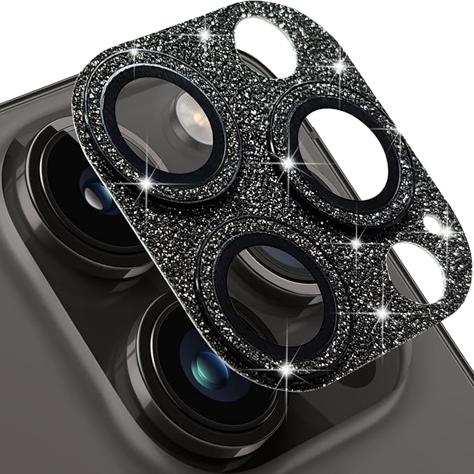 Compatible with iPhone 15 Pro & 15 Pro Max Camera Lens Protector, Bling Lens Cover 3D Rhinestone Diamond 9H Tempered Glass Camera Cover Anti Scratch Shockproof Lens Screen Full Protective Cover by Hsefo