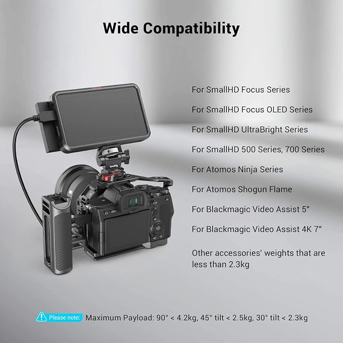 SmallRig Field Monitor Mount with NATO Clamp, Camera Monitor Holder for 5” and 7” Monitor, Swivel and Tilt Adjustable - 2906B - Image 2