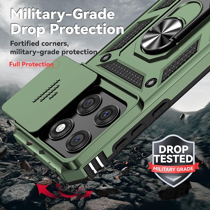 SunStory Compatible with Motorola Moto Edge 2026 Case with HD Screen Protector & Slide Camera Cover & Rotated Ring Kickstand, [Military-Grade] Phone Case for Moto Edge 2026,ArmyGreen - Image 6