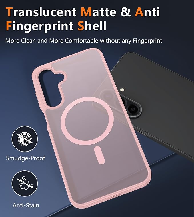 FNTCASE for Galaxy A26 5G Phone Case, Fit for Magsafe, Screen Protector | Translucent Matte, 14FT Military Grade Drop Protection, Slim Shockproof Protective, for Samsung A 26 4G Cover, Light Pink - Image 5
