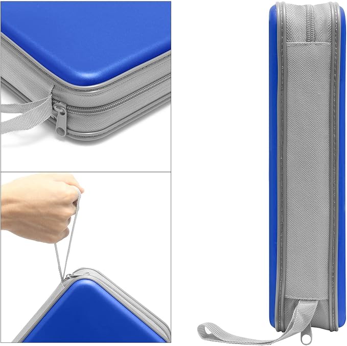 Siveit CD DVD Cases 96 Capacity Disc Storage Binder for Car(Blue) | Hard Plastic CD DVD Disc Cases Storage Binder Wallet for Car Home Office Travel - Image 3
