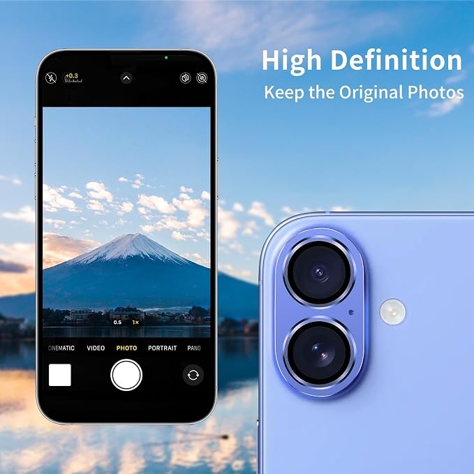 Compatible with iPhone 16 and 16 Plus Camera Lens Protector, Anti-Scratch Tempered Glass Metal Camera Screen Protector Shockproof Full Protective Lens Cover - Image 3