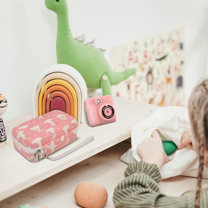 Kids Film Camera Case, Travel Storage Bag for Girls Boys | for ESOXOFFORE for Dylanto for Anchioo for WEEFUN for GKTZ for Amzelas for Mafiti, Mesh Pocket, Wrist Strap, Pink Rabbit - Image 8