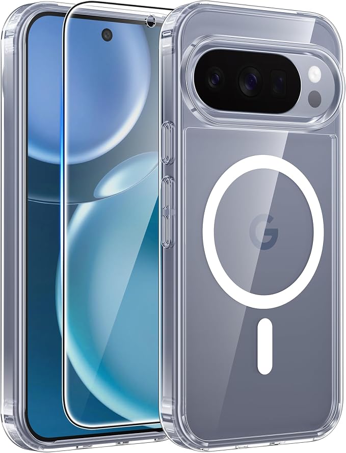 FNTCASE for Google Pixel 10 Pro XL / 9 Pro XL Case, Compatible with Magsafe | Screen Protector, Anti Yellowing, 14FT Military Grade Drop Protection, Shockproof Protective Phone Cover, Transparent Clear by FNTCASE