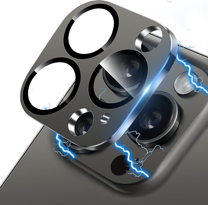 Camera Lens Protector for iPhone 13 Pro/iPhone 13 Pro Max Metal Camera Cover Film, 9H Tempered Glass, Anti-Scratch, Case Friendly - Graphite by Hsefo
