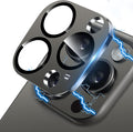 Camera Lens Protector for iPhone 13 Pro/iPhone 13 Pro Max Metal Camera Cover Film, 9H Tempered Glass, Anti-Scratch, Case Friendly - Graphite by Hsefo
