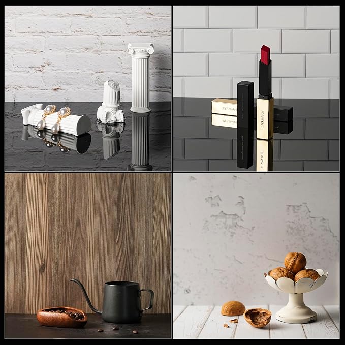 Food Photography Backdrops, 10 Pcs 20 Patterns | Gloss Black Acrylic, Photo Backdrop Board, Waterproof, Tabletop Small Shooting Kit - Image 7