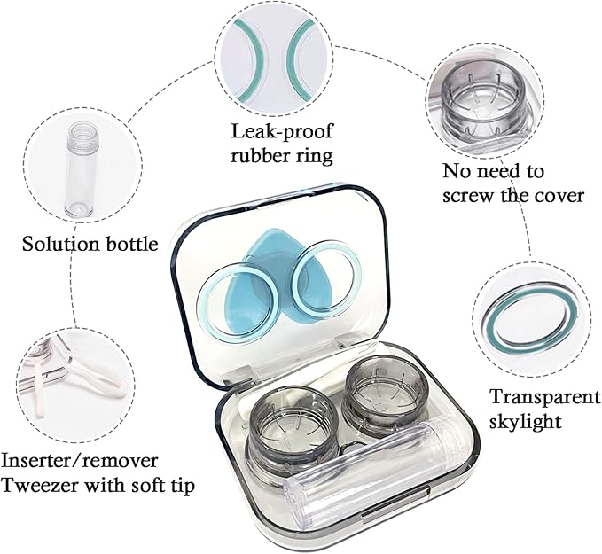 Contact Lens Case, Travel Size Flip Top Cute Contact Lenses Applicator Remover Tool Kit with Solution Bottle for Daily Outdoor Heart (4 Pack) - Image 3