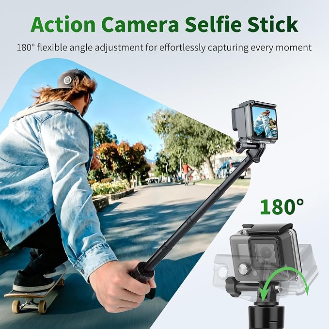 JOILCAN 25.2" Mini Selfie Stick Tripod, Portable Handle Grip Tripod | Action Camera Selfie Stick for GoPro Hero 13/12/11/10/9/8/Max, Insta360, DJI Osmo Action 6/5/4/3 & Pocket 3 - Image 5
