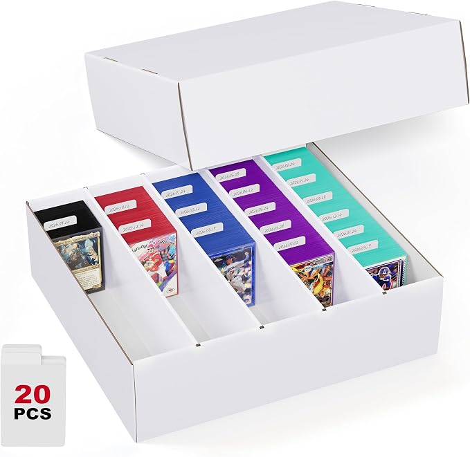 ZLCA 5 Row Trading Card Storage Box, 4000+ Standard Cardboard Storage Box | with 30 Dividers, Bulk Card Storage Box for MTG TCG PTCG Baseball Sports Card by ZLCA