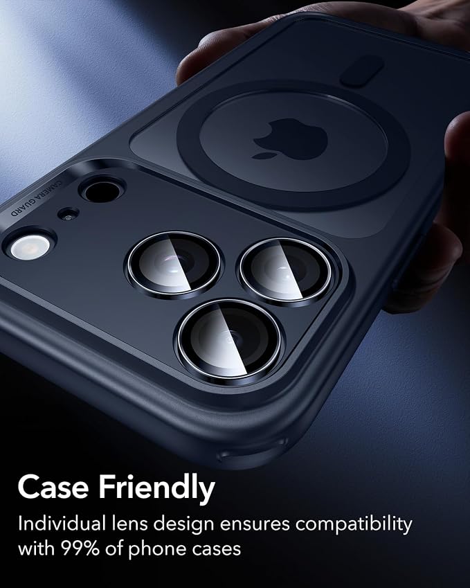 ESR for iPhone 17 Pro Max/17 Pro Camera Lens Protector, 1 Pack, Blue | Individual Camera Cover, 9H Tempered Glass, Original Camera Clarity, for iPhone 17/16/15/14 Pro Max/Pro - Image 8